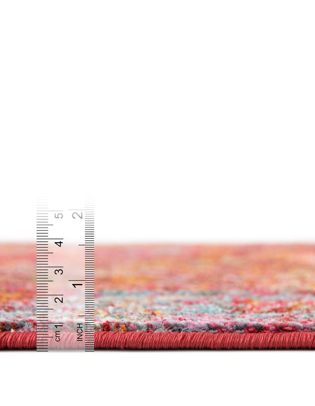 Red 8' x 8' 4 Baracoa Round Area Rug 100% Polypropylene Distressed Vintage Living Dining Room Office Traditional Carpet for Sale at Rug Engine