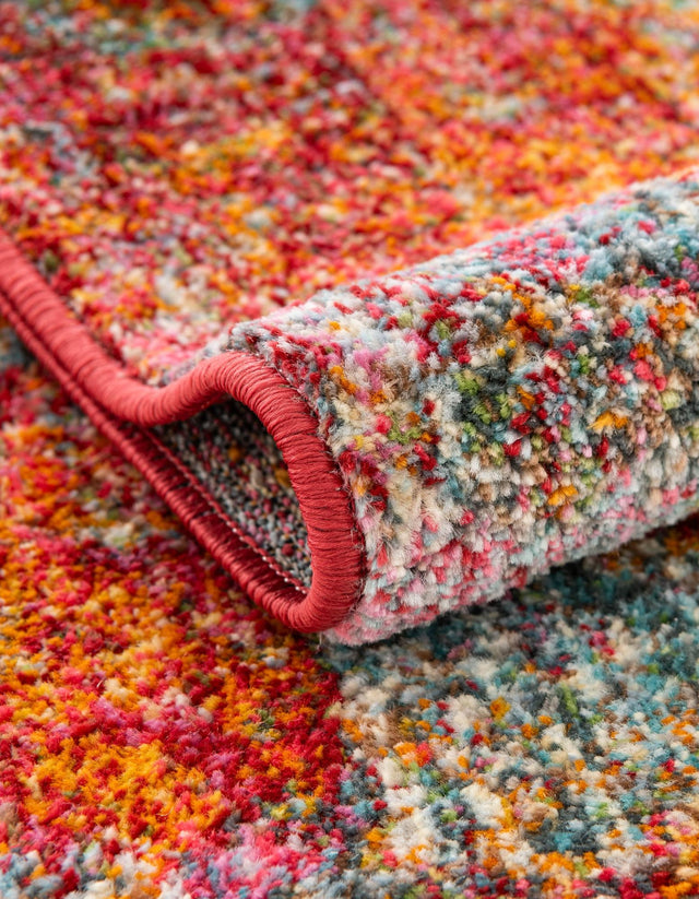 Red 8' x 8' 4 Baracoa Round Area Rug 100% Polypropylene Distressed Vintage Living Dining Room Office Traditional Carpet for Sale at Rug Engine