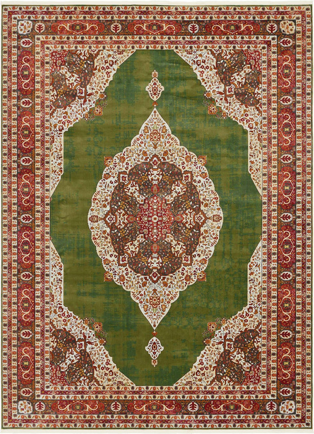 Green 10' x 13' 1 Baracoa Rectangle Area Rug 100% Polypropylene Distressed Vintage Living Dining Room Office Traditional Carpet for Sale at Rug Engine