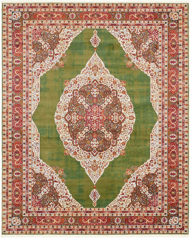 Green 8' x 10' Baracoa Rectangle Area Rug 100% Polypropylene Distressed Vintage Living Dining Room Office Traditional Carpet for Sale at Rug Engine