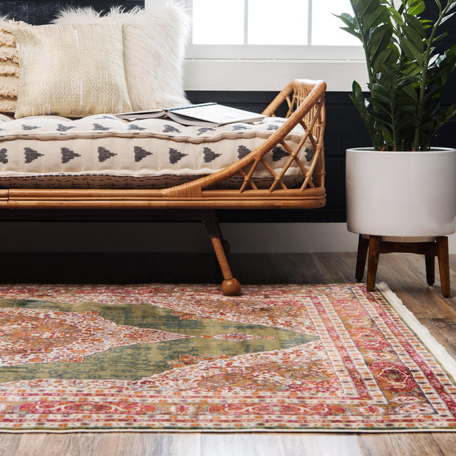 Green 3' x 5' Baracoa Rectangle Area Rug 100% Polypropylene Distressed Vintage Living Dining Room Office Traditional Carpet for Sale at Rug Engine