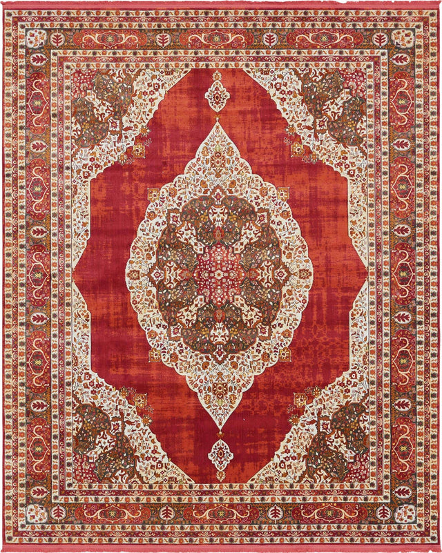 Red 8' x 10' Baracoa Rectangle Area Rug 100% Polypropylene Distressed Vintage Living Dining Room Office Traditional Carpet for Sale at Rug Engine