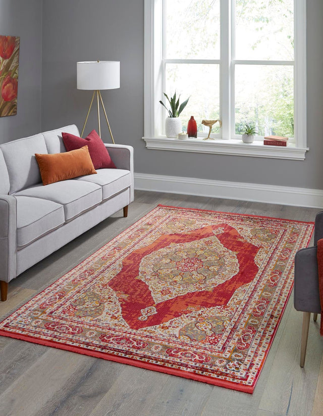 Red 2' 2 x 3' 1 Baracoa Rectangle Area Rug 100% Polypropylene Distressed Vintage Living Dining Room Office Traditional Carpet for Sale at Rug Engine