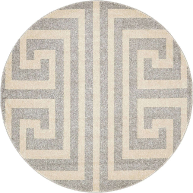 Gray 6' 1 x 6' 1 Athens Round Area Rug 100% Polypropylene With Cotton Backing Easy Clean Indoor Living Dining Room Bedroom Office Carpet for Sale at Rug Engine