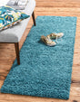 Deep Aqua Blue 2' 6 x 13' 1 Solid Shag Runner Rug