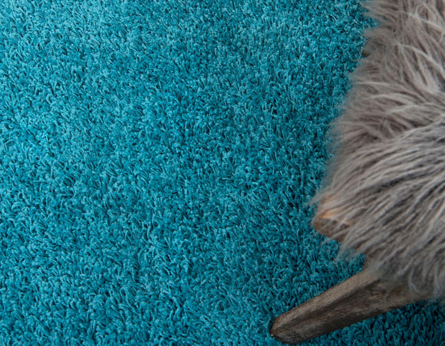 Deep Aqua Blue 2' 7 x 19' 8 Solid Shag Runner Area Rug Thick Soft Touch Fluffy & Plush Shaggy Pile Durable Minimalist Carpet for Classic Interior Design for Sale at Rug Engine