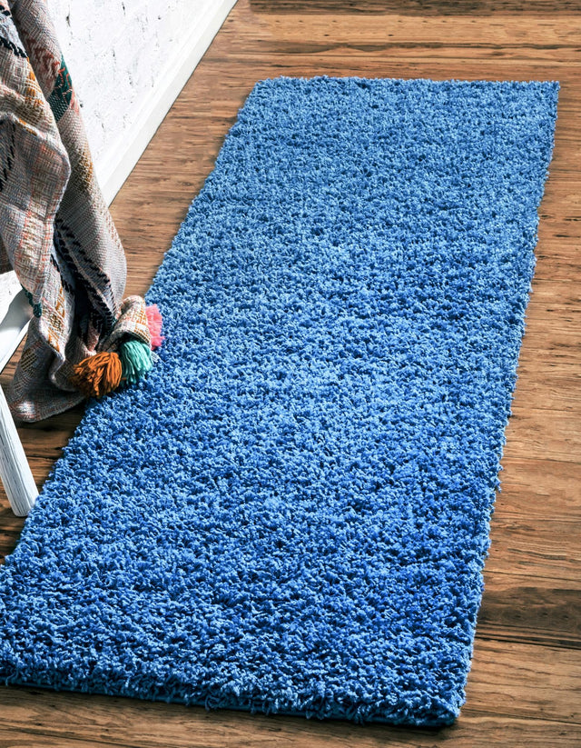 Periwinkle Blue 2' 7 x 16' 5 Solid Shag Runner Area Rug Thick Soft Touch Fluffy & Plush Shaggy Pile Durable Minimalist Carpet for Classic Interior Design for Sale at Rug Engine