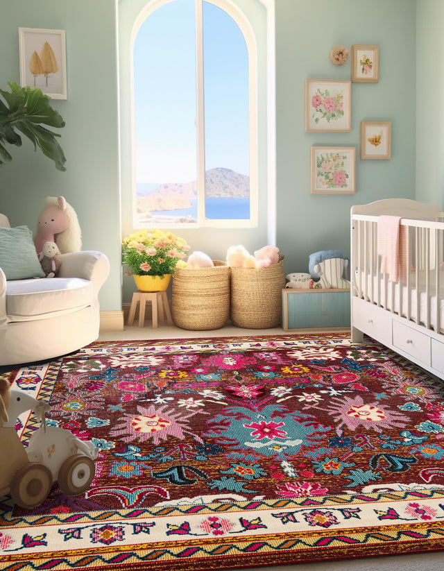 Multicolor 8' x 8' Medici Square Area Rug 100% Polypropylene Traditional Vintage Classic Carpet for Home Interior Design Decor for Sale at Rug Engine