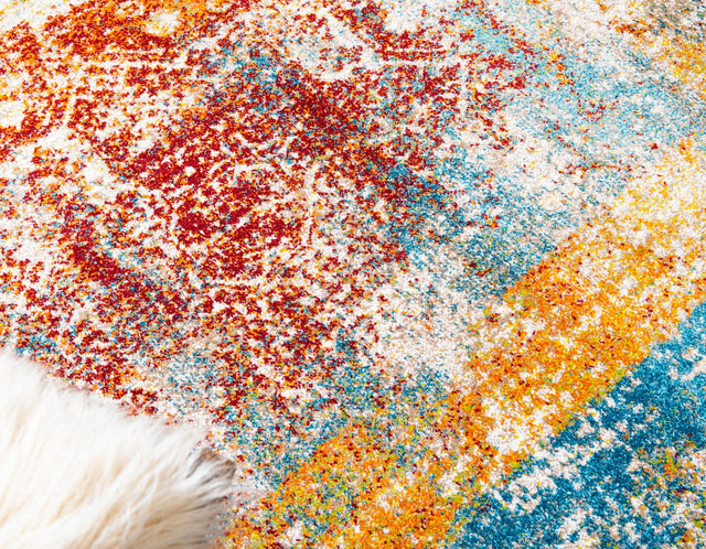 Multicolor 3' 3 x 3' 3 Rosso Round Area Rug Vintage Distressed Faded Traditional Design Carpet for Unique Home Interior Design for Sale at Rug Engine