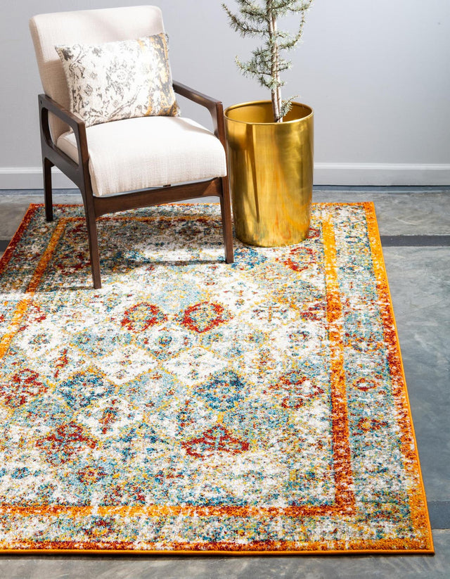 Beige 5' 1 x 8' Rosso Rectangle Area Rug Vintage Distressed Faded Traditional Design Carpet for Unique Home Interior Design for Sale at Rug Engine