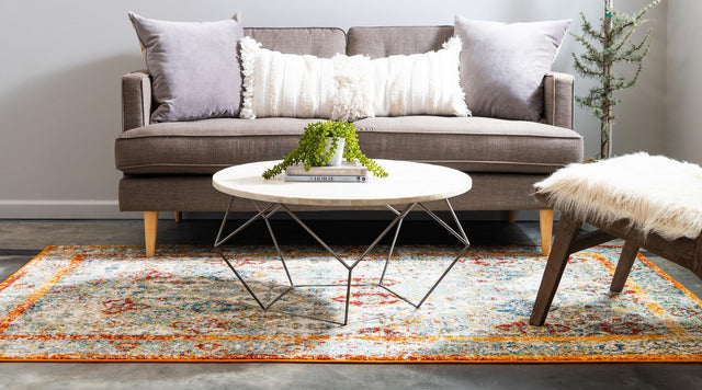 Beige 5' 1 x 8' Rosso Rectangle Area Rug Vintage Distressed Faded Traditional Design Carpet for Unique Home Interior Design for Sale at Rug Engine
