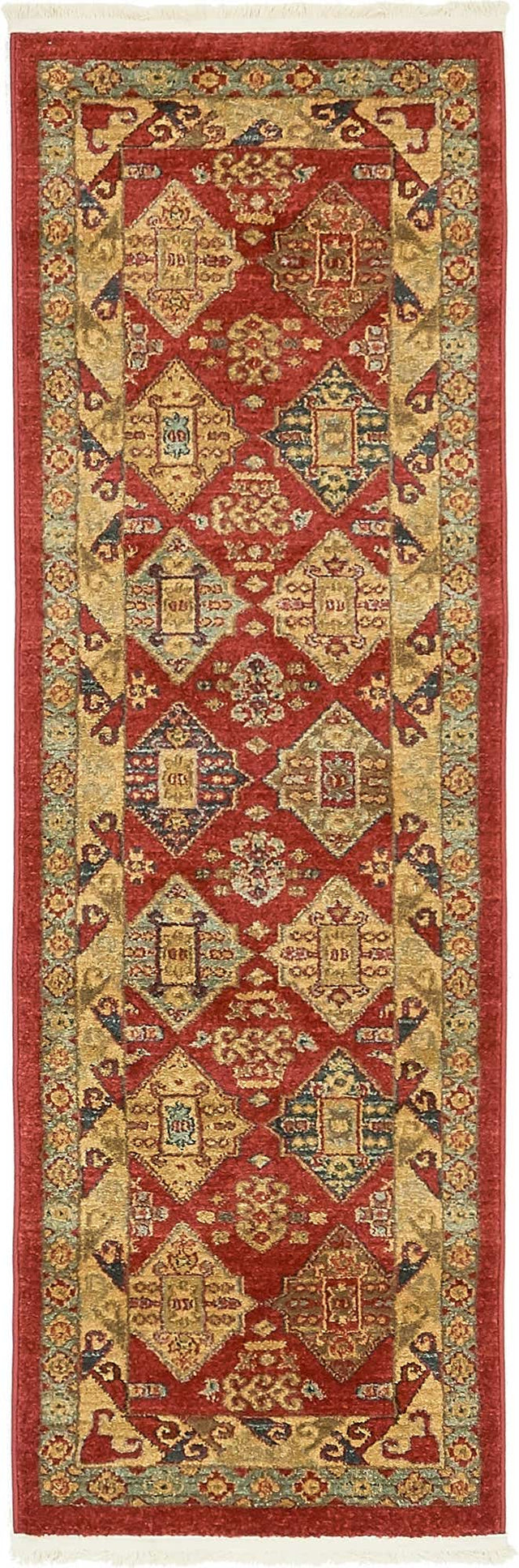 Red 2' x 6' 1 Sahand Runner Area Rug Affordable Easy Clean Traditional Design Durable Carpet for Home Interior Design Living Room Dining Office for Sale at Rug Engine