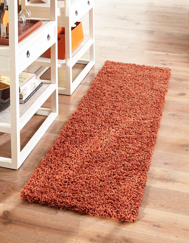 Terracotta 2' 7 x 10' Solid Shag Runner Area Rug Thick Soft Touch Fluffy & Plush Shaggy Pile Durable Minimalist Carpet for Classic Interior Design for Sale at Rug Engine