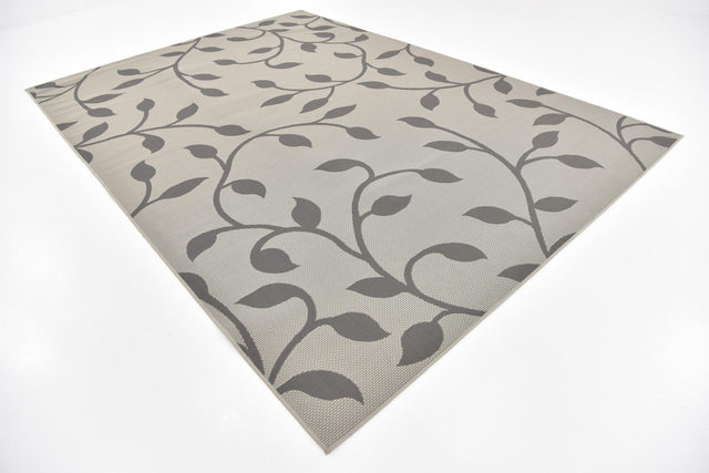 Gray 8' x 11' 4 Outdoor Botanical Rectangle Area Rug Weather Resistant for Patio, Deck, Terrace, Balcony, Porch Polypropylene Garden Floral Tropical Carpet for Sale at Rug Engine