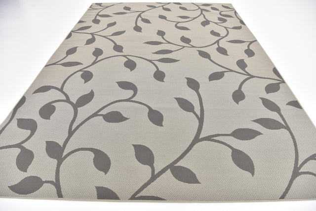 Gray 8' x 11' 4 Outdoor Botanical Rectangle Area Rug Weather Resistant for Patio, Deck, Terrace, Balcony, Porch Polypropylene Garden Floral Tropical Carpet for Sale at Rug Engine