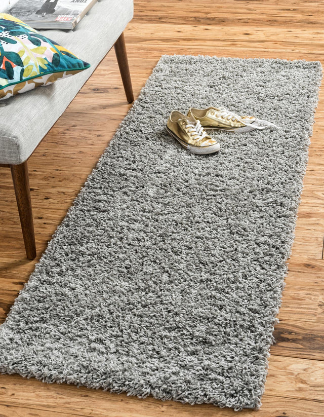Cloud Gray 2' 7 x 16' 5 Solid Shag Runner Area Rug Thick Soft Touch Fluffy & Plush Shaggy Pile Durable Minimalist Carpet for Classic Interior Design for Sale at Rug Engine