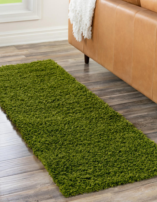 Grass Green 2' 7 x 10' Solid Shag Runner Area Rug Thick Soft Touch Fluffy & Plush Shaggy Pile Durable Minimalist Carpet for Classic Interior Design for Sale at Rug Engine