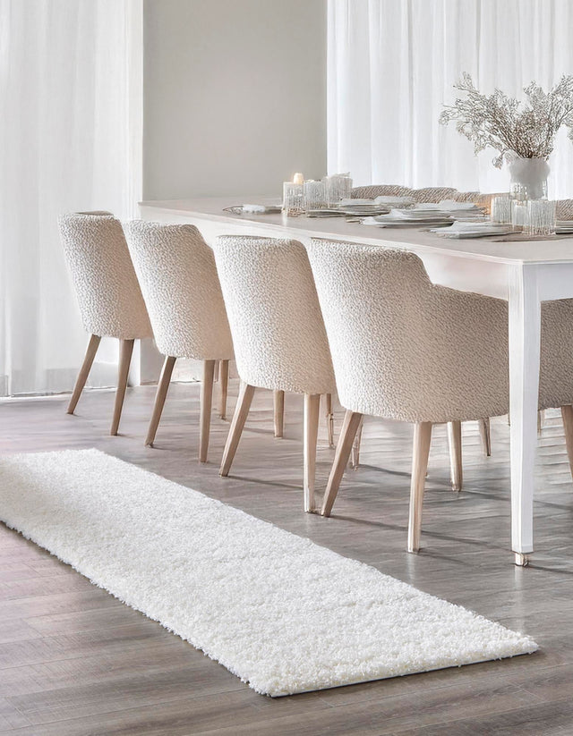 Snow White 2' 7 x 16' 5 Solid Shag Runner Area Rug Thick Soft Touch Fluffy & Plush Shaggy Pile Durable Minimalist Carpet for Classic Interior Design for Sale at Rug Engine