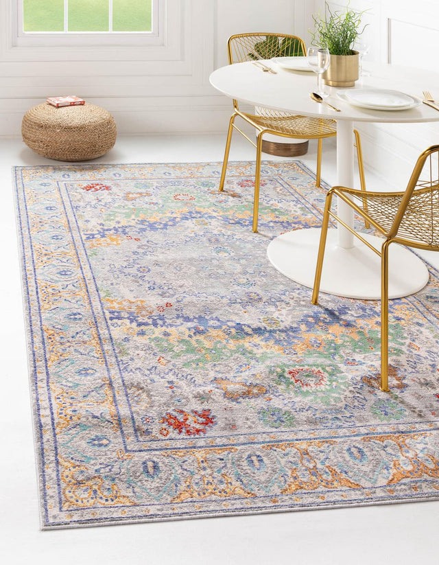 Light Gray 6' 1 x 9' Austin Rectangle Area Rug 100% Polyester Durable Cotton Backing Living Dining Room Bedroom Office Vintage Decor Carpet for Sale at Rug Engine