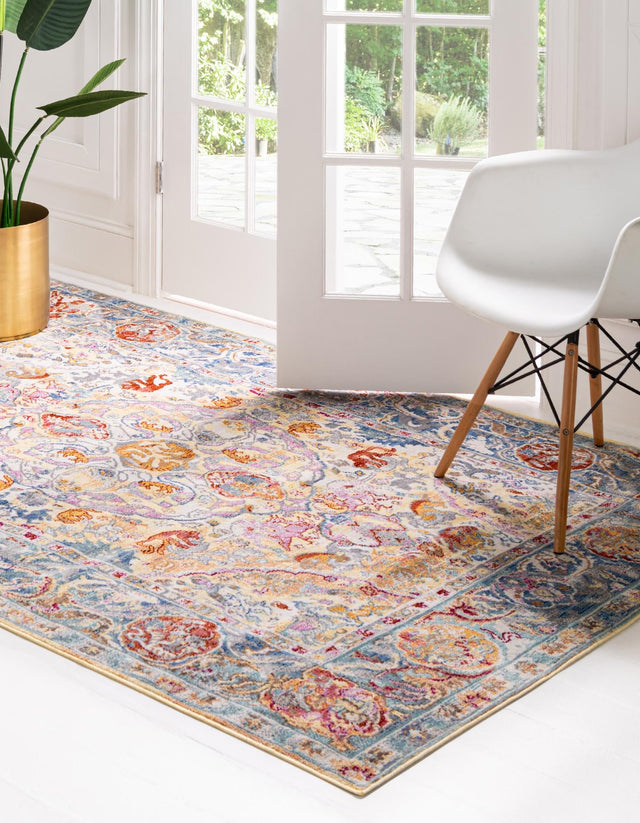 Beige 5' x 8' Austin Rectangle Area Rug 100% Polyester Durable Cotton Backing Living Dining Room Bedroom Office Vintage Decor Carpet for Sale at Rug Engine