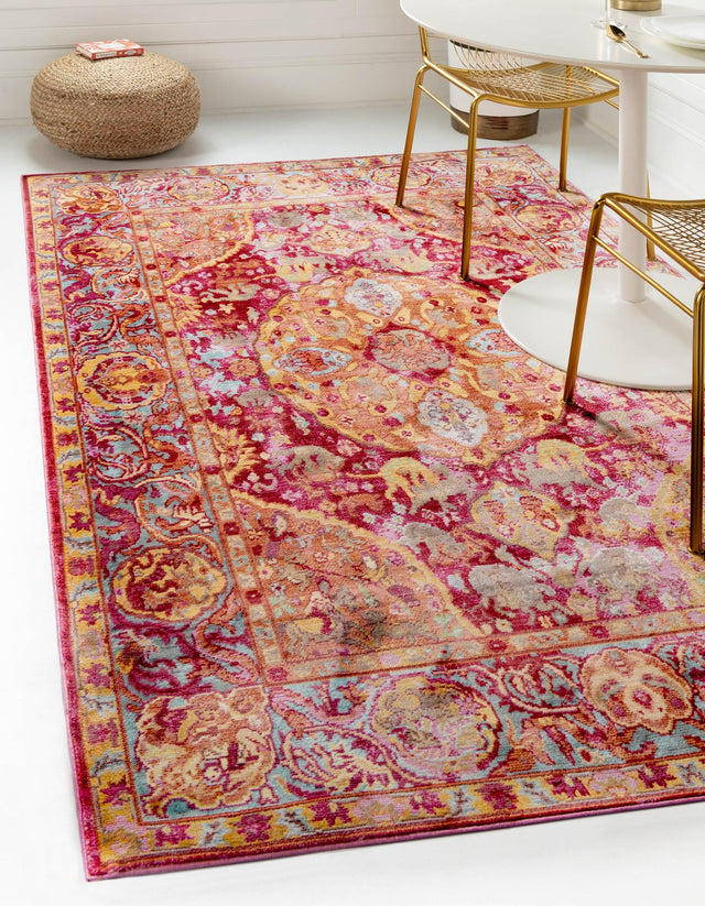 Red 4' 1 x 6' 1 Austin Rectangle Area Rug 100% Polyester Durable Cotton Backing Living Dining Room Bedroom Office Vintage Decor Carpet for Sale at Rug Engine