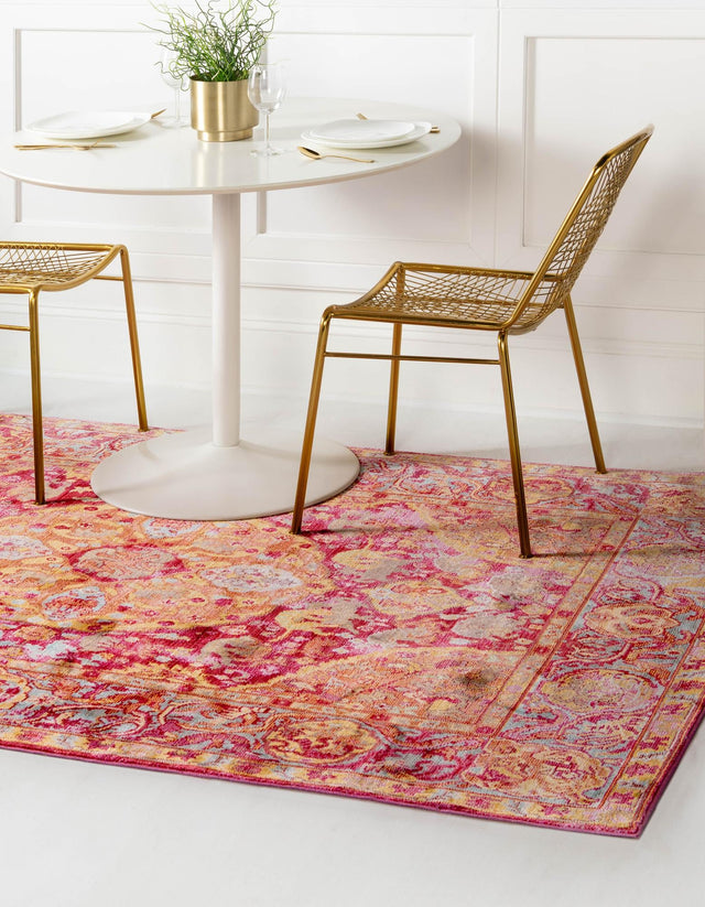 Red 4' 1 x 6' 1 Austin Rectangle Area Rug 100% Polyester Durable Cotton Backing Living Dining Room Bedroom Office Vintage Decor Carpet for Sale at Rug Engine