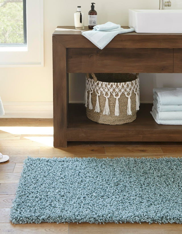 Light Slate Blue 2' 7 x 10' Solid Shag Runner Area Rug Thick Soft Touch Fluffy & Plush Shaggy Pile