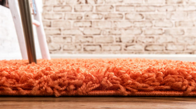 Tiger Orange 2' 7 x 19' 8 Solid Shag Runner Area Rug Thick Soft Touch Fluffy & Plush Shaggy Pile Durable Minimalist Carpet for Classic Interior Design for Sale at Rug Engine