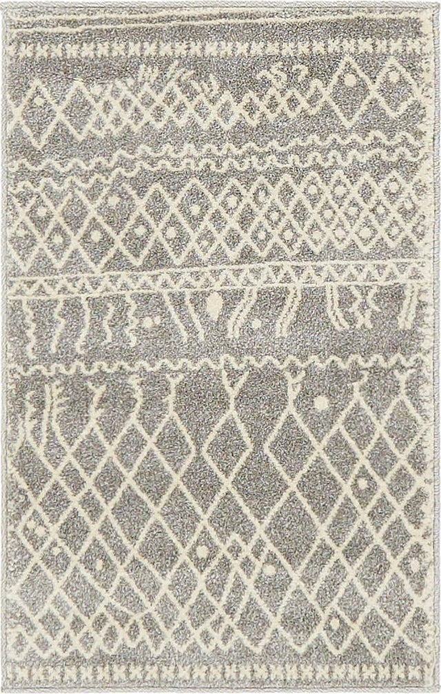Gray 2' x 3' 1 Fez Rectangle Area Rug Geometric 100% Polypropylene Easy Clean Stain Resistant Carpet for Living, Dining, Office, Dorms for Sale at Rug Engine