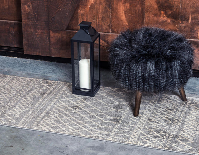 Gray 2' 7 x 10' Fez Runner Area Rug Geometric 100% Polypropylene Easy Clean Stain Resistant Carpet for Living, Dining, Office, Dorms for Sale at Rug Engine