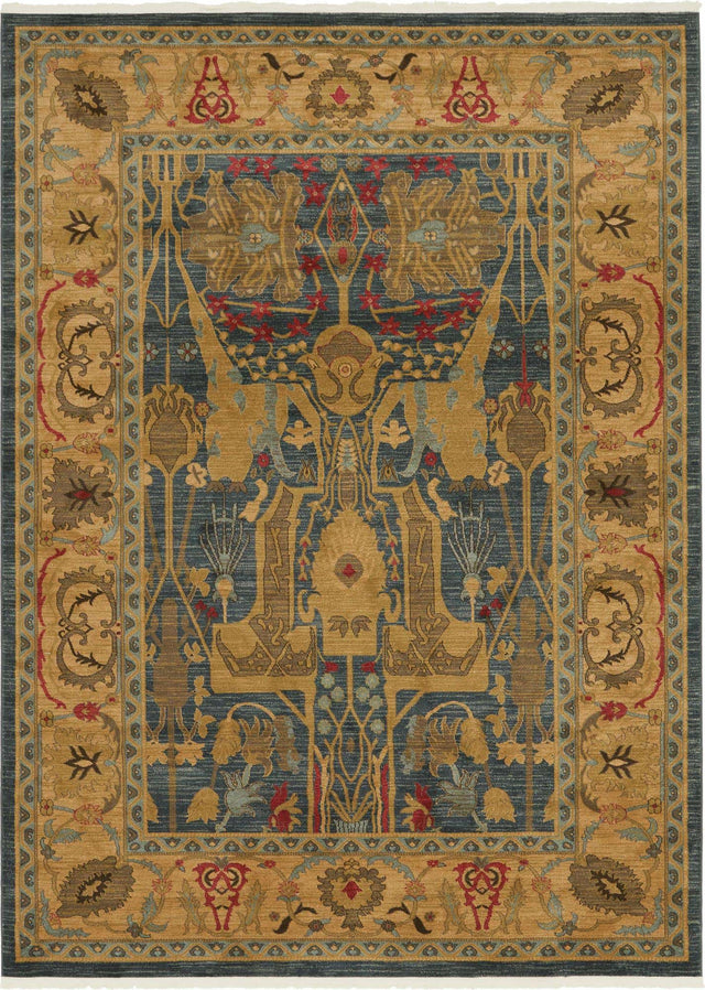 Navy Blue 8' x 11' Sahand Rectangle Area Rug Affordable Easy Clean Traditional Design Durable Carpet for Home Interior Design Living Room Dining Office for Sale at Rug Engine
