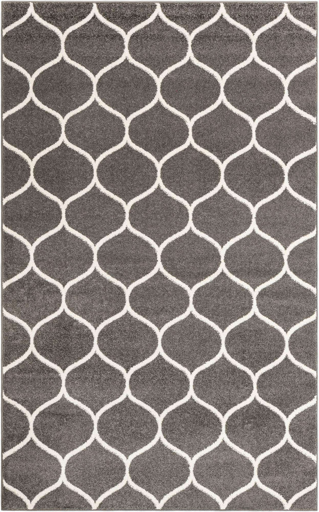 Dark Gray 5' 3 x 8' Trellis Frieze Rectangle Area Rug Geometric Modern Unique Stain Resistant Easy Clean Carpet for Living, Dining, Bedrooms, Office for Sale at Rug Engine