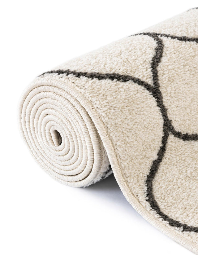 Ivory 7' 10 x 11' Trellis Frieze Rectangle Area Rug Geometric Modern Unique Stain Resistant Easy Clean Carpet for Living, Dining, Bedrooms, Office for Sale at Rug Engine