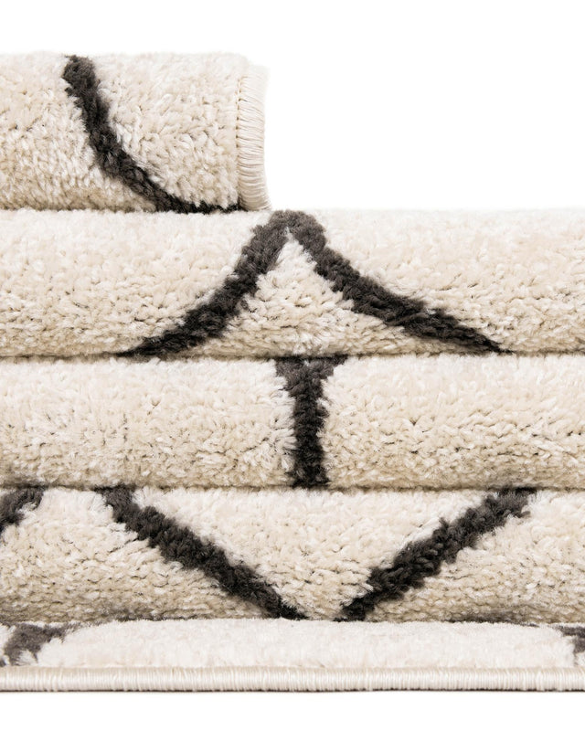 Ivory 7' 10 x 11' Trellis Frieze Rectangle Area Rug Geometric Modern Unique Stain Resistant Easy Clean Carpet for Living, Dining, Bedrooms, Office for Sale at Rug Engine