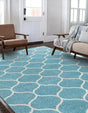 Light Blue 8' x 10' Trellis Frieze Rectangle Rug