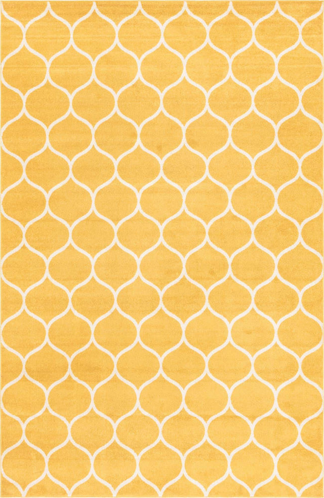 Yellow 4' 1 x 6' 1 Trellis Frieze Rectangle Area Rug Geometric Modern Unique Stain Resistant Easy Clean Carpet for Living, Dining, Bedrooms, Office for Sale at Rug Engine