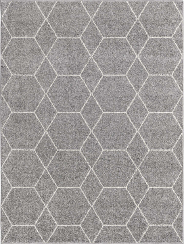 Light Gray 9' x 12' Trellis Frieze Rectangle Area Rug Geometric Modern Unique Stain Resistant Easy Clean Carpet for Living, Dining, Bedrooms, Office for Sale at Rug Engine