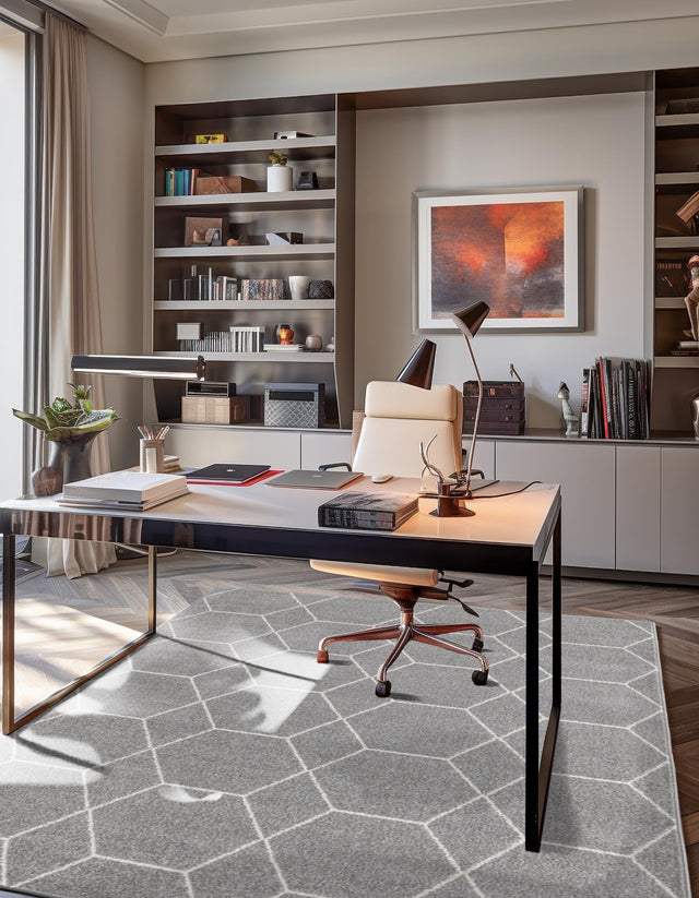 Light Gray 5' 3 x 8' Trellis Frieze Rectangle Area Rug Discounted Clearance Final Sale