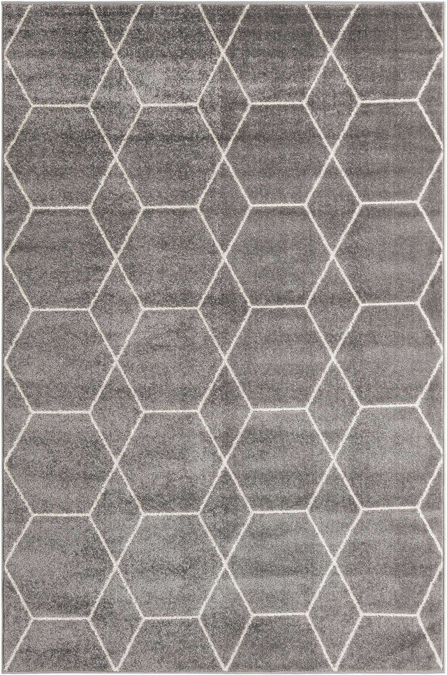 Light Gray 5' 3 x 8' Trellis Frieze Rectangle Area Rug Discounted Clearance Final Sale
