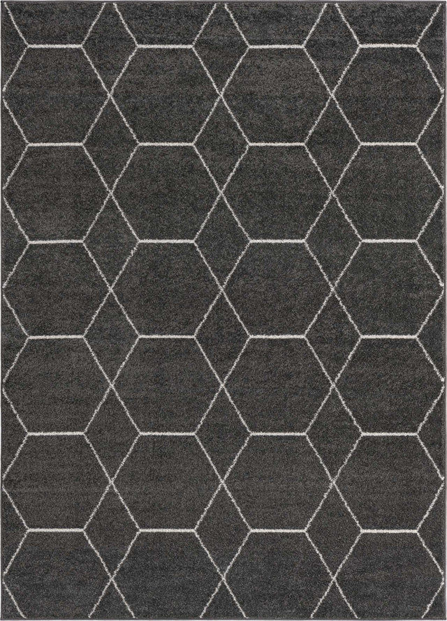 Dark Gray 9' x 12' Trellis Frieze Rectangle Area Rug