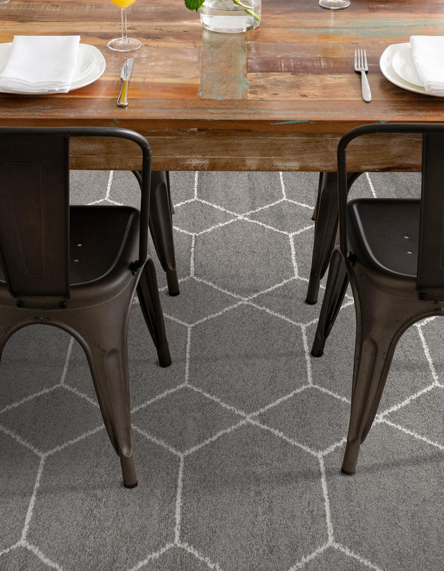Dark Gray 4' 1 x 6' 1 Trellis Frieze Rectangle Area Rug Discounted Clearance Final Sale Geometric Modern Unique Stain Resistant Easy Clean Carpet for Living, Dining, Bedrooms, Office for Sale at Rug Engine