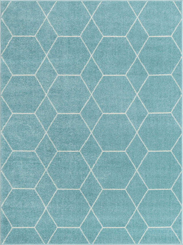 Light Blue 9' x 12' Trellis Frieze Rectangle Area Rug