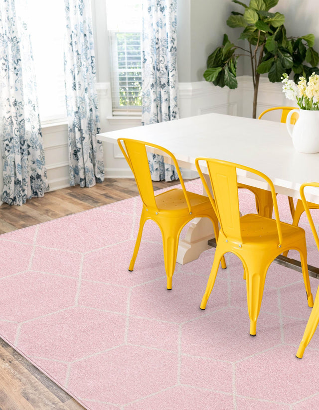 Light Pink 5' 3 x 8' Trellis Frieze Rectangle Area Rug