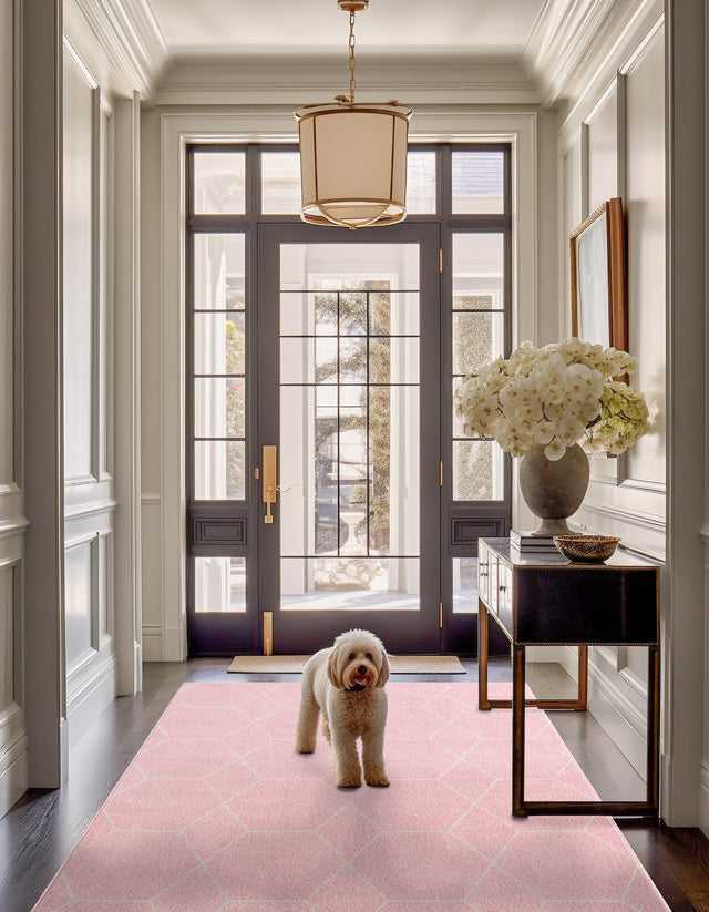 Light Pink 5' 3 x 8' Trellis Frieze Rectangle Area Rug