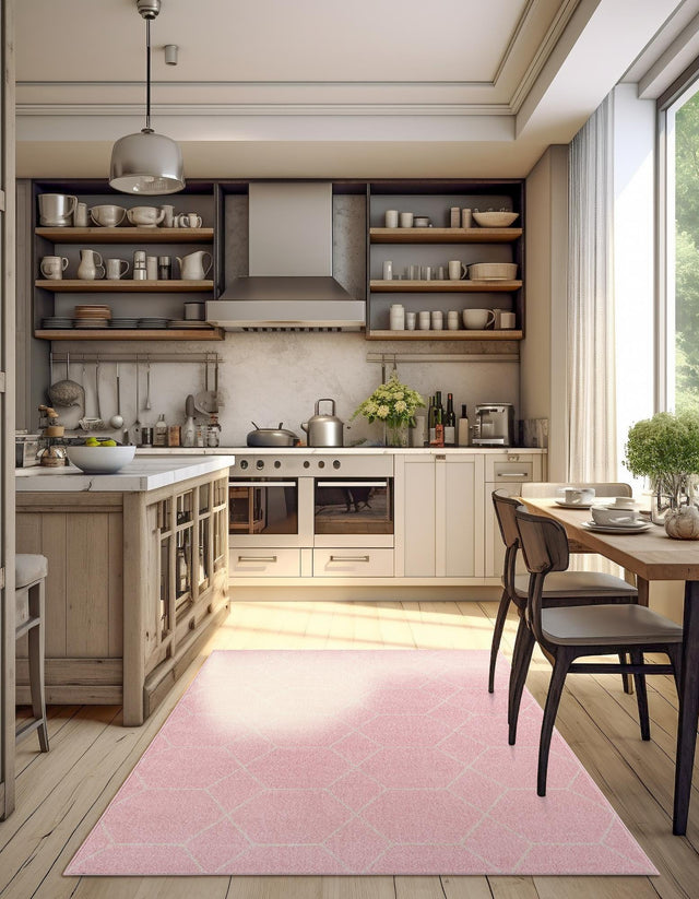 Light Pink 5' 3 x 8' Trellis Frieze Rectangle Area Rug