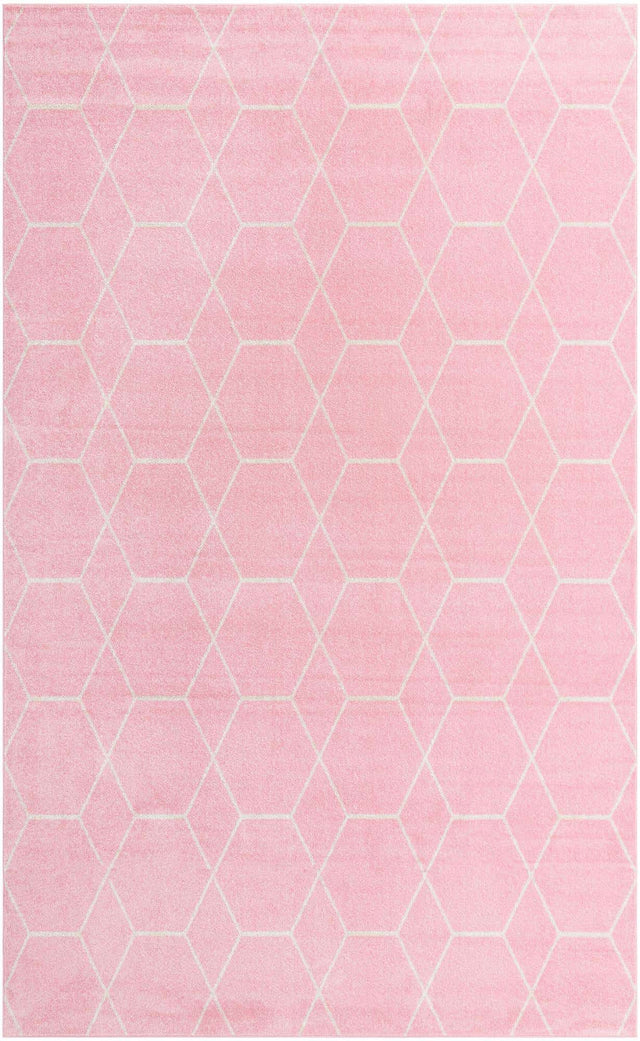 Light Pink 5' 3 x 8' Trellis Frieze Rectangle Area Rug