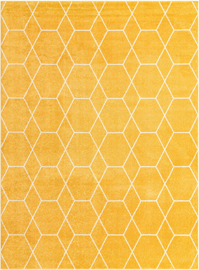 Yellow 9' x 12' Trellis Frieze Rectangle Area Rug Geometric Modern Unique Stain Resistant Easy Clean Carpet for Living, Dining, Bedrooms, Office for Sale at Rug Engine