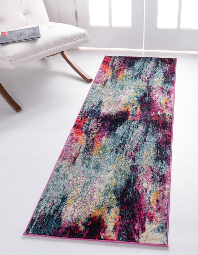 Multicolor 2' 7 x 13' 1 Chromatic Runner Area Rug 100% Polypropylene With Cotton Backing Abstract Modern Colorful Carpet Mat for Home Decor & Interior Design for Sale at Rug Engine