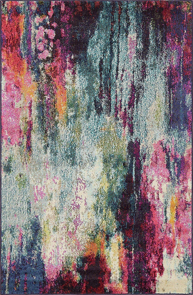 Multicolor 4' 1 x 6' 1 Chromatic Rectangle Area Rug 100% Polypropylene With Cotton Backing Abstract Modern Colorful Carpet Mat for Home Decor & Interior Design for Sale at Rug Engine