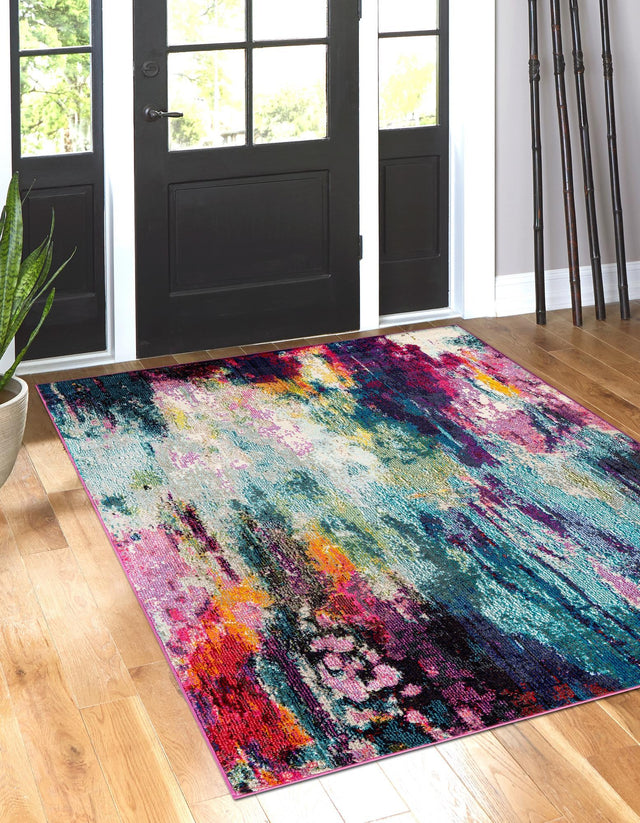 Multicolor 2' x 3' 1 Chromatic Rectangle Area Rug 100% Polypropylene With Cotton Backing Abstract Modern Colorful Carpet Mat for Home Decor & Interior Design for Sale at Rug Engine